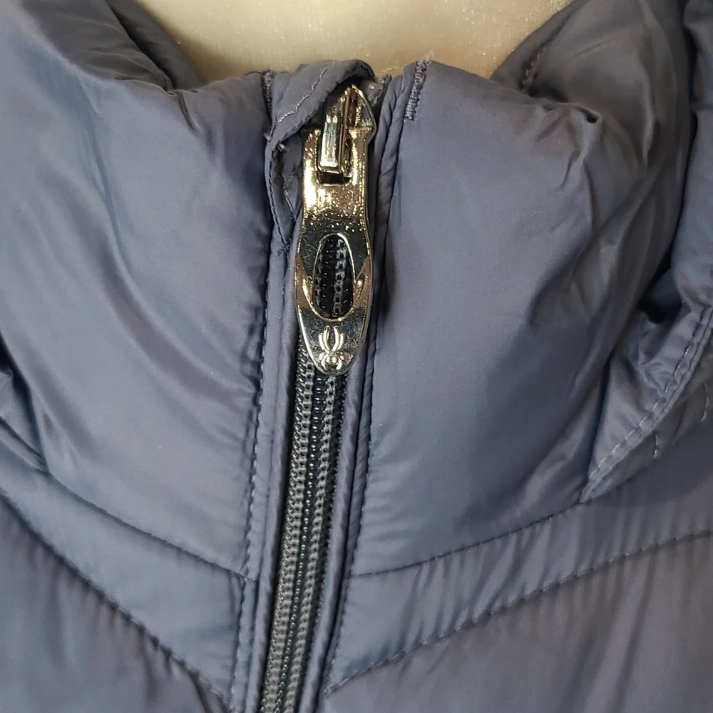 NWT Spyder blue puffer long coat, medium - Picture 8 of 12
